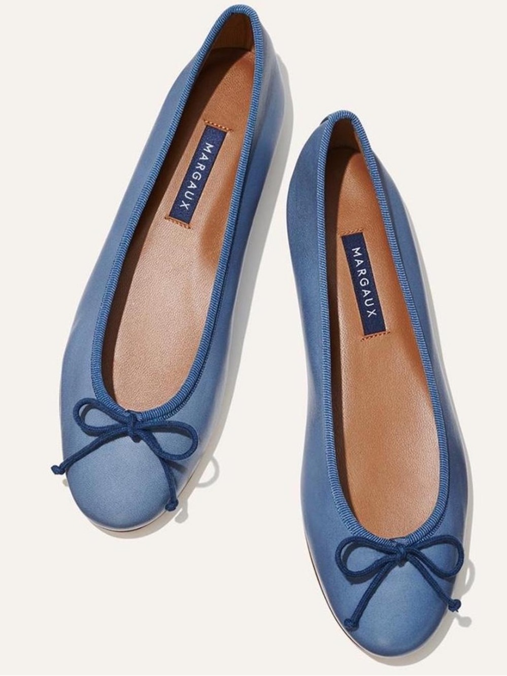 Margaux Blue Leather Ballet Flats